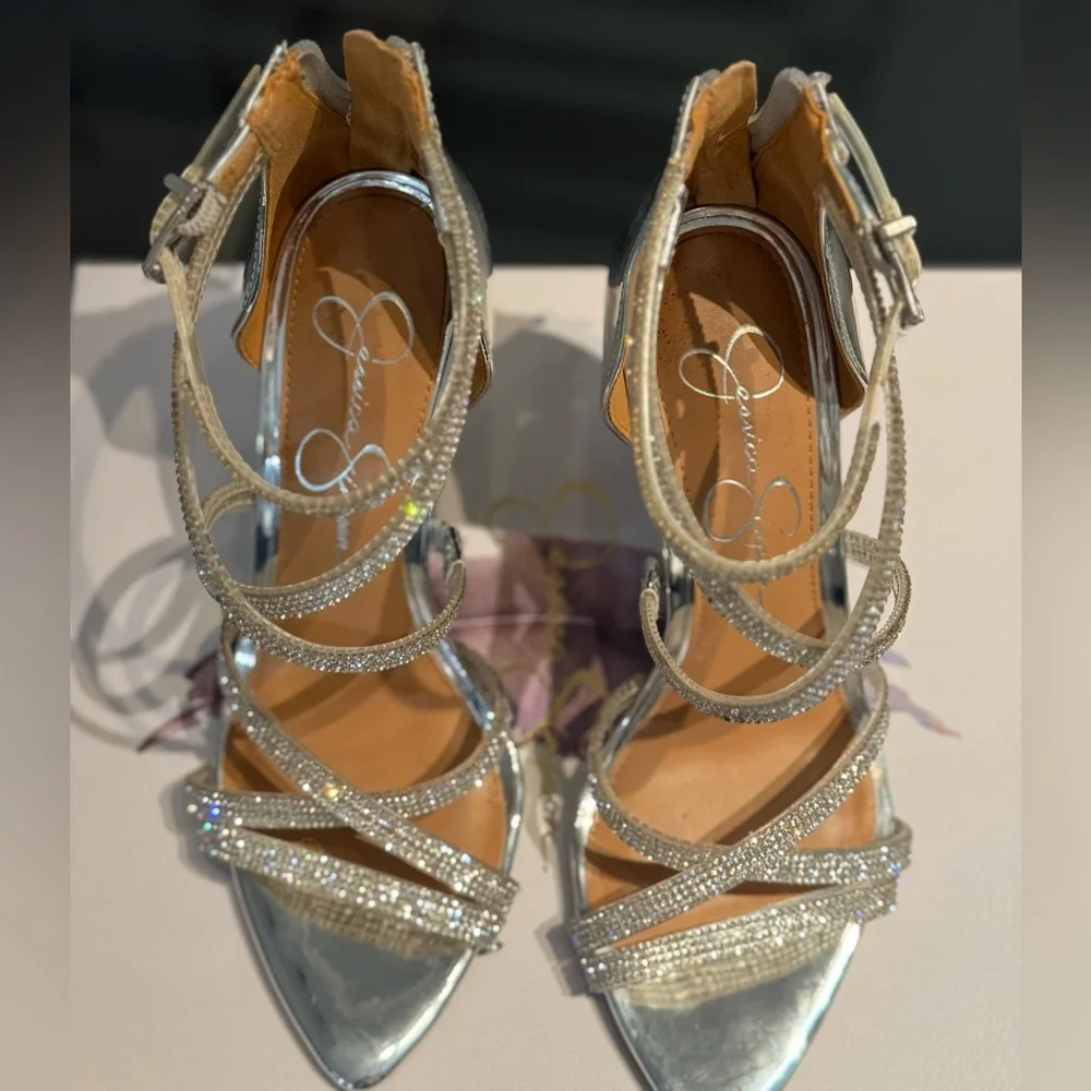 Elegant Silver Strappy Heels - Picture 6 of 12